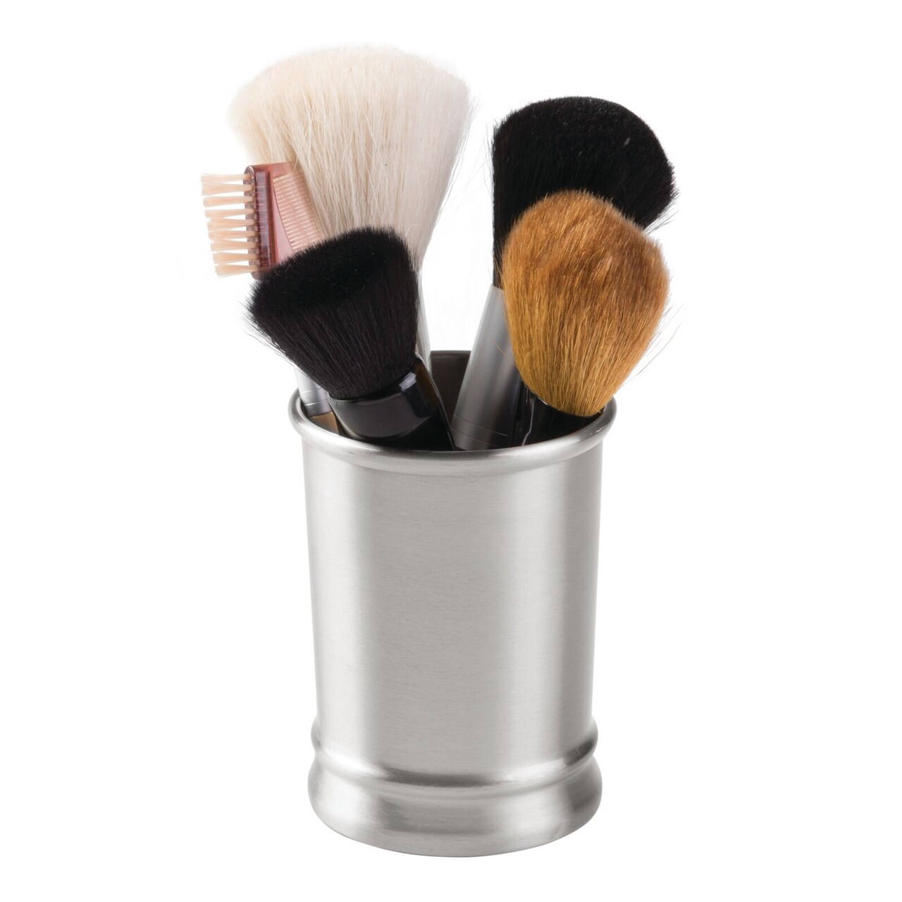 mDesign Stainless Steel Bathroom Cup, Toothbrush Holder, Tumbler, Brushed/Chrome